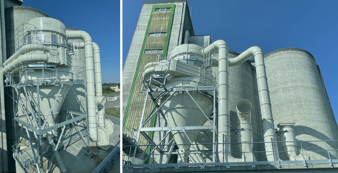 Réalisation CATTINAIR - Depoussiéreur industriel Cyclofiltre 4Y10 pour aspiration de poussieres silo