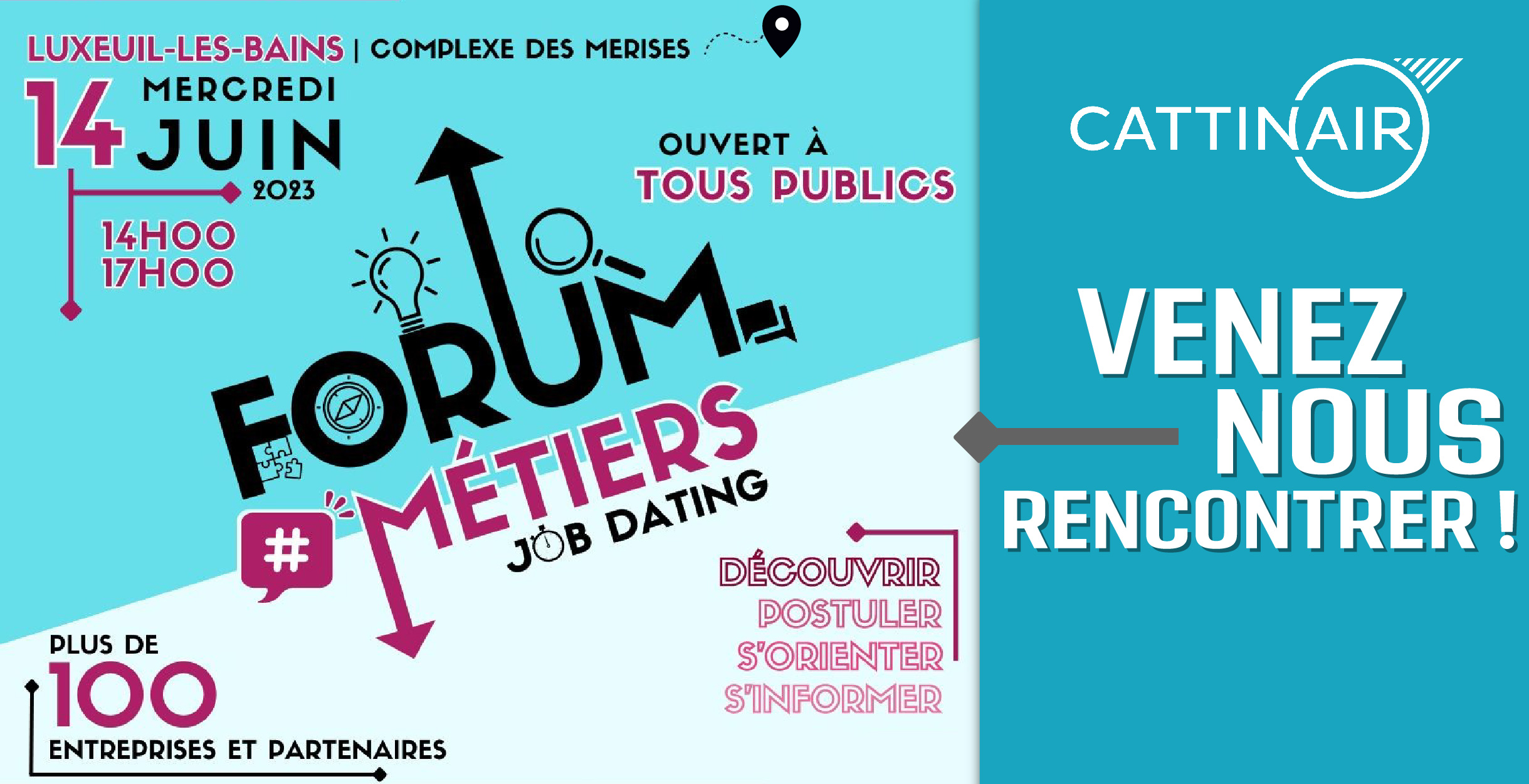 Le 14 juin 2023, notre équipe RH sera présente au FORUM METIERS a Luxeuil-les-Bains pour vous faire découvrir nos métiers ! 